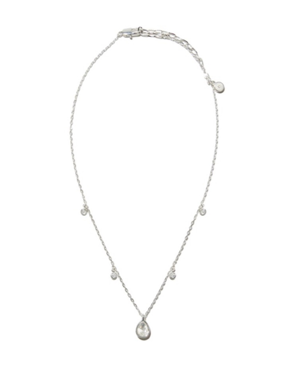 Ettika Silver Teardrop Pendant Necklace with CZ Stones